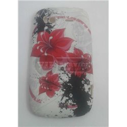 Sensation 4G чехол-накладка, красные цветы, принт, силиконовый, белый фон