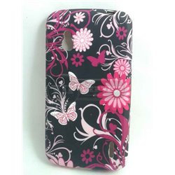 Nexus 4 чехол-накладка, бабочки и цветы, силиконовый, черный фон