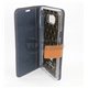Note 5 чехол-книжка Roar, с двумя слотами для пластиковых карт, карман, магнитная заклёпка, матерчатый, темно-синий 