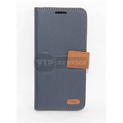 чехол-книжка Samsung Note 5 Roar с двумя слотами для пластиковых карт карман магнитная заклёпка темно-синий матерчатый