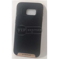S7 Edge чехол-накладка Verus силиконовый, черный, с золотой вставкой по торцам 